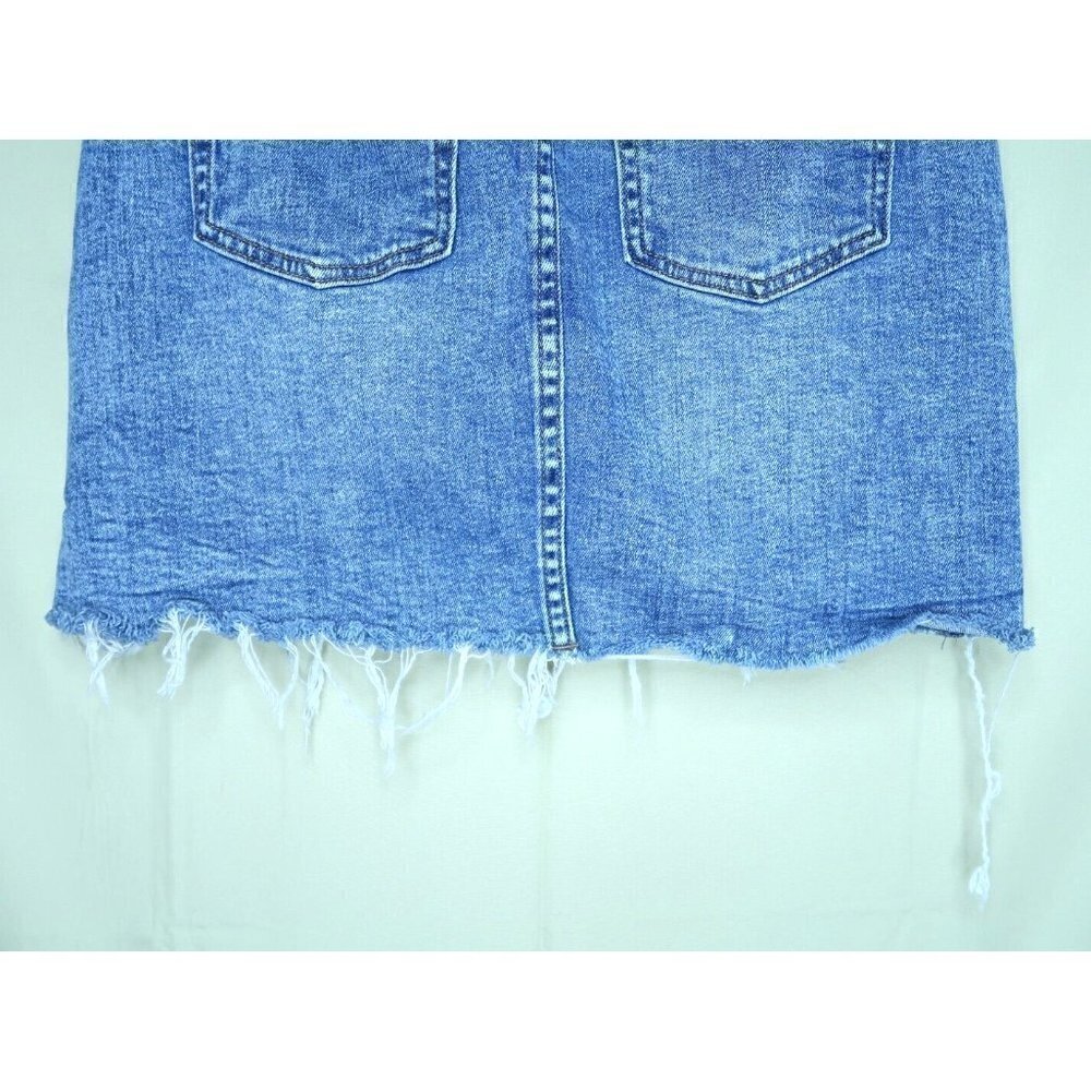 l&M Black Label High Rise Belted Frayed Raw Hem Denim Jean Skirt Size Large - Picture 6 of 10